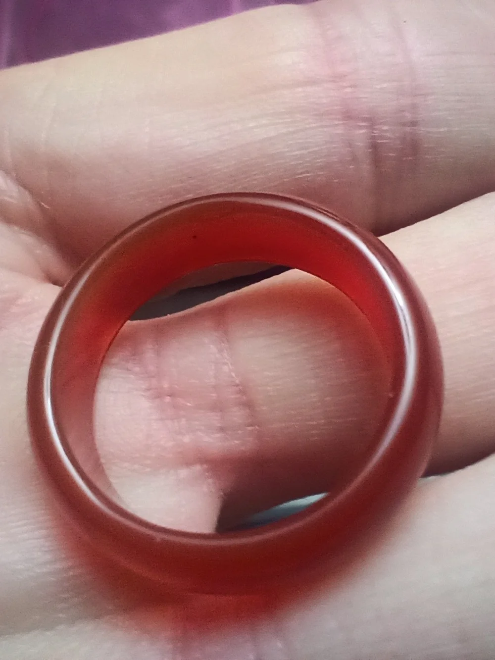 Red Agate-Look Smooth Dome Ring